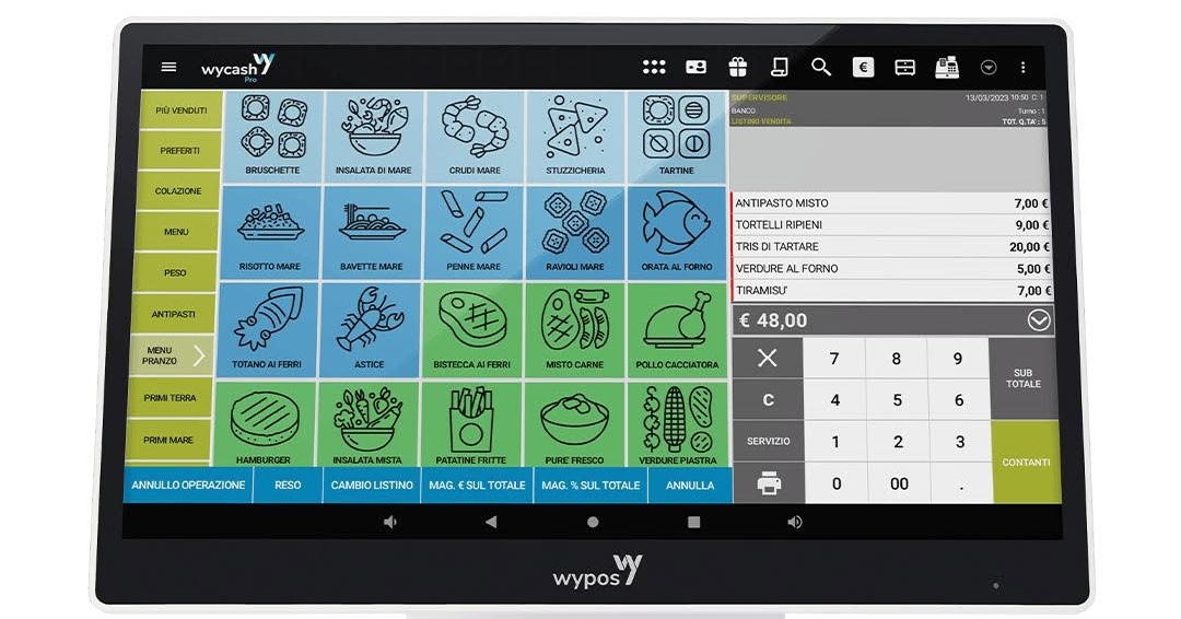 Sistema cassa touchscreen per ristorante e negozio